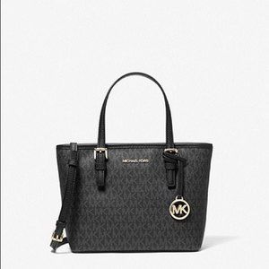 Michael Kors Extra Small XS Carryall Tote Graphic Logo MK Black